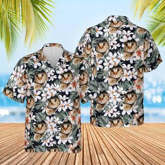 Tropical Nature Flower Leaves Hawaiian Custom Image Cat Summer Shirt Beach Hawaiian Shirt, Summer Shirt for Men Women | Newhawaiianshirts UK