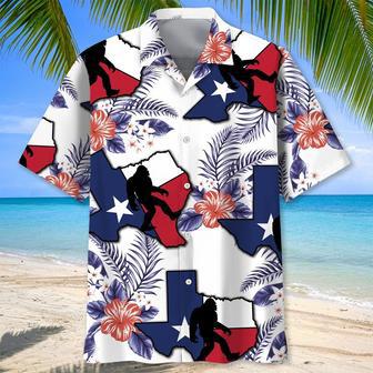 Tropical Texas Bigfoot Hawaiian Shirt for Men, Women, Texas Flag Proud, I Stand With Texas Hawaiian Shirt | Newhawaiianshirts UK