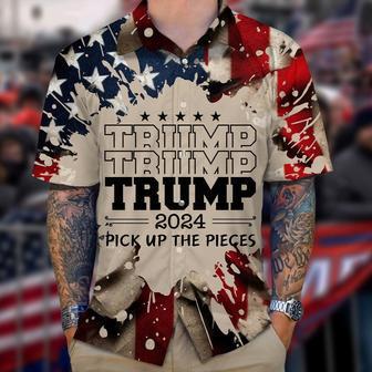 Trump 2024 Pick Up The Pieces Hawaiian Shirt, Trump 2024 Hawaii Shirt Election Campaign | Newhawaiianshirts AU