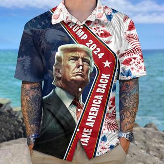 Trump 2024 Take America Back Hawaii Shirt 62484, Trump Tropical Flowers Hawaiian Shirt for Men | Newhawaiianshirts AU