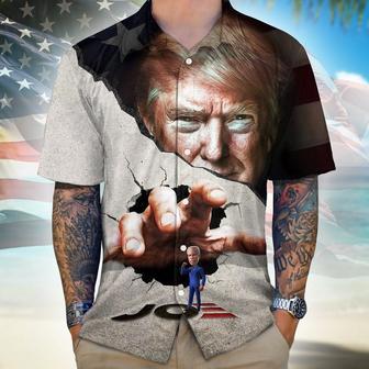 Trump Break The Wall Hawaii Shirt 62561, 2024 Donald Trump Face Break Funny Little Joe Hawaii Shirt | Newhawaiianshirts AU