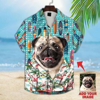 Upload Photo Dog Surfing Pattern Short-Sleeve Hawaiian Shirt, Gift for Dog Lover, Hawaiian Shirt Men Women | Newhawaiianshirts DE