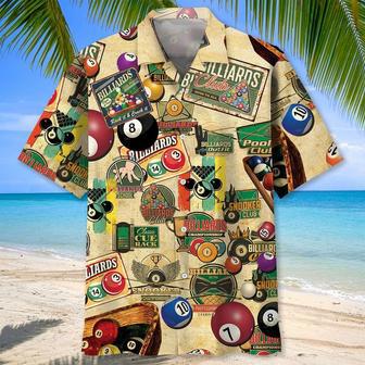 Vintage Billiard Club Hawaiian Shirt for Men, Custom Billiard Balls Hawaiian Shirt Summer Vibes | Newhawaiianshirts AU