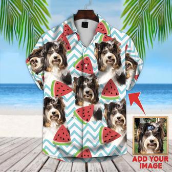 Watermelon Pattern Short-Sleeve Hawaiian Shirt, Upload Photo Dog Aloha Shirt, Idea Gift for Dog Lovers | Newhawaiianshirts CA