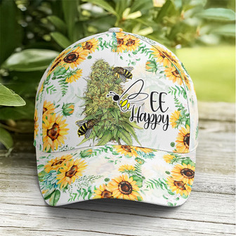 Bee happy Sunflower Pattern Baseball Cap - Monsterry