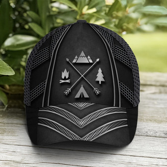 Camping Theme Fire Pattern Baseball Cap - Monsterry