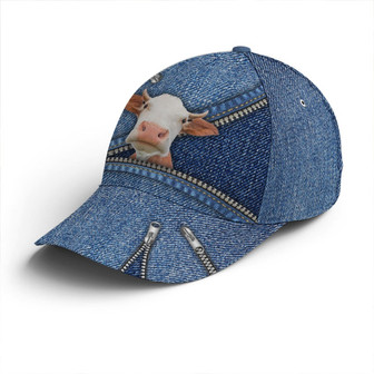 Cow Jean Zipper Style Baseball Cap - Monsterry