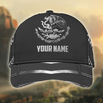 Custom Name Black Mexico Classic Cap Hat, Unisex Black Mexican Hat Cap - Monsterry