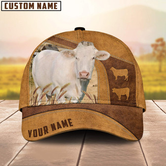 Custom Name Charolais Cattle Cap , Cattle Hat, Farm Baseball Hat, Cap Hat For Farmer Farm Lover - Monsterry