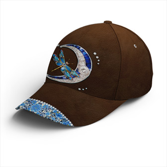 Dragonfly Crescent Jewel Leather Style Baseball Cap - Monsterry