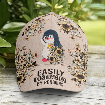 Floral Penguin Vintage Baseball Cap - Monsterry