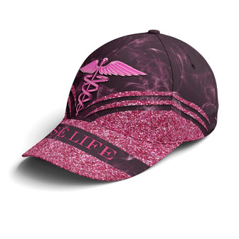 Nurse Life Pink Glitter Baseball Cap - Monsterry