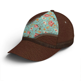 Nurse Pattern Leather Style Baseball Cap - Monsterry