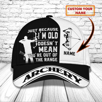 Personalized Name Archery Cap Hat, Black and White Archery Cap, Gift for Archer Cap - Monsterry