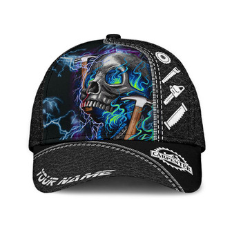 Personalized Name Carpenter Classic Cap Skull Carpenter Baseball Cap Hat - Monsterry