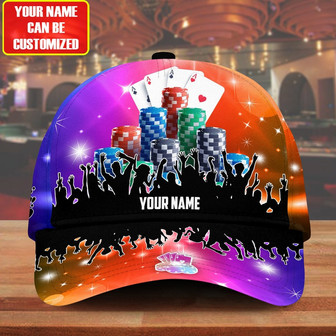 Personalized Name Poker Color Classic Cap, Casino Poker Hat, Idea Gift for Poker Player - Monsterry