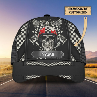 Personalized Racing American Classic Cap Hat, Skull Racer Cap Hat, Cool Racing Cap Hat - Monsterry