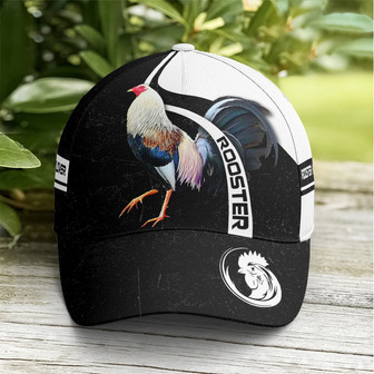 Rooster Black And White Cool Baseball Cap - Monsterry