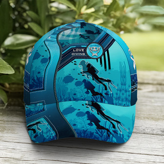 Scuba Diving Ocean Blue Baseball Cap - Monsterry