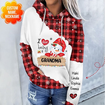 Christmas Snowman Grandma Nana Clause, I Love Being A Grandma Personalized Hoodie, Christmas Gift For Mom - Monsterry
