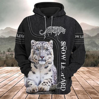 Leopard Hoodie Love Snow Leopard All Over Printed Unisex Hoodie Gift Leopard Lovers - Monsterry