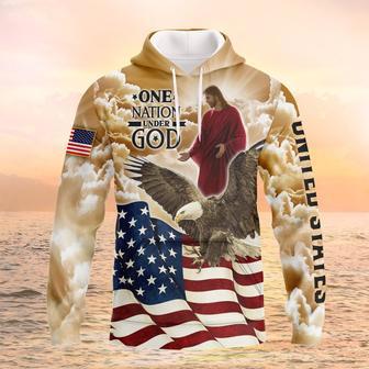 Eagle shops Jesus Reaching Hand America One Nation Under God Hoodie