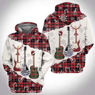 Personalized Guitar Christmas All Over Print Hoodie, Christmas Gift For Guitar Lovers - Monsterry