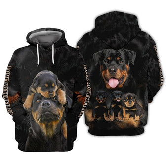 Personalized Name Rottweiler Family All Over Print Unisex Hoodie Gift For Family, Dog Mom, Dog Lovers - Monsterry