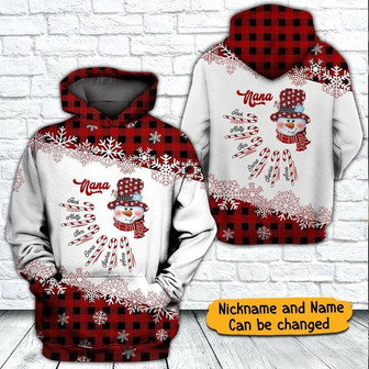 Personalized Snowman Grandma Candy Cane Grandkids Christmas Hoodie Gift For Mom - Monsterry