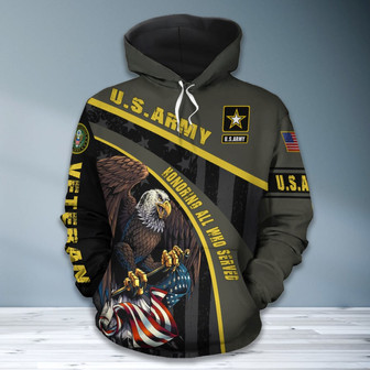 US Army Veteran Military Soldier Hoodie Honoring All Who Served, Gift for Memorial Day - Monsterry