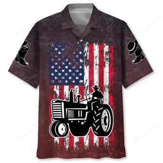 American Flag Tractor Hawaiian Shirt | Newhawaiianshirts UK