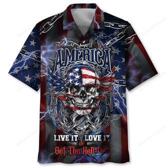 American Patriot Skull Hawaiian Shirt | Newhawaiianshirts UK