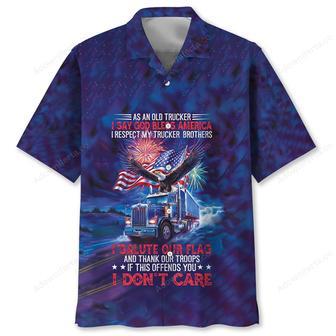 As An Old Trucker I Say God Bless America Hawaiian Shirt | Newhawaiianshirts