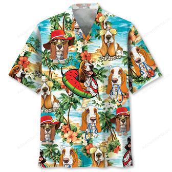 Basset Hound Beach Hawaiian Shirt | Newhawaiianshirts CA