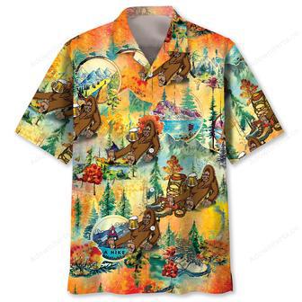 Bigfoot Hiking Funny Hawaiian Shirt | Newhawaiianshirts UK