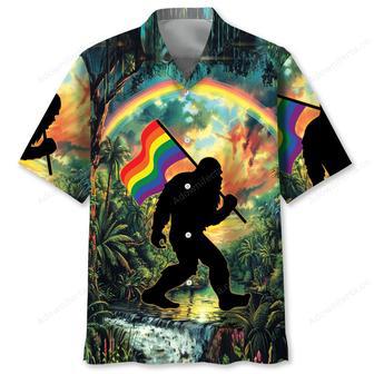 Bigfoot Pride Flag Hawaiian Shirt | Newhawaiianshirts UK