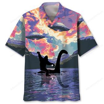 Bigfoot Riding Nessie Loch Ness Monster Hawaiian Shirt | Newhawaiianshirts DE