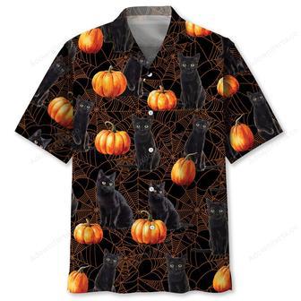 Black Cat Pumpkin Halloween Hawaiian Shirt | Newhawaiianshirts UK