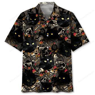 Black Cat Skeleton Hawaiian Shirt | Newhawaiianshirts UK