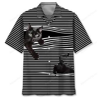 black cat stripes pattern hawaiian shirt | Newhawaiianshirts UK