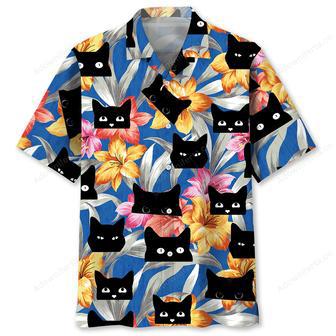 Black Cat Tropical Funny Hawaiian Shirt | Newhawaiianshirts AU