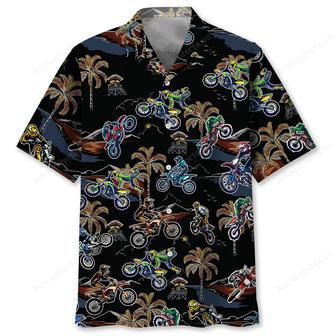 Black Tropical Dirt Bike Racing Hawaiian Shirt | Newhawaiianshirts