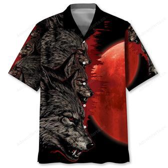 Blood Moon Wolf Hawaiian Shirt | Newhawaiianshirts UK