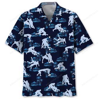 Blue Wrestling Hawaiian Shirt | Newhawaiianshirts DE