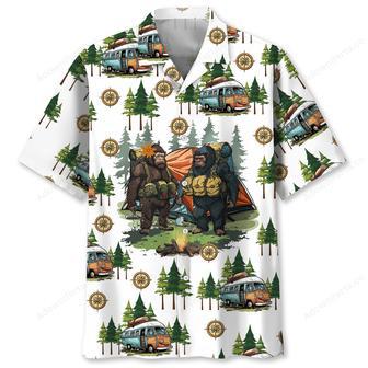 Camping Bigfoot Husband and Wife Hawaiian Shirt | Newhawaiianshirts UK