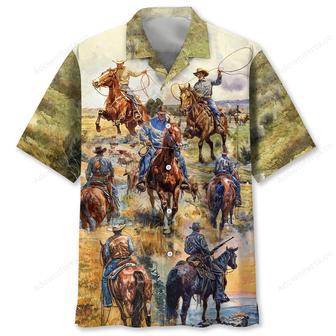 Cowboy Vintage Art Pocket Hawaiian Shirt | Newhawaiianshirts AU