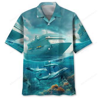 Cruise Ship With Dolphins Art Hawaiian Shirt | Newhawaiianshirts CA