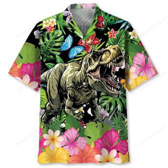 Dinosaur Tropical Flowers Hawaiian Shirt | Newhawaiianshirts CA