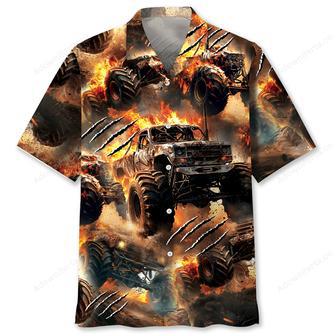 Fire Monster Truck Car Hawaiian Shirt | Newhawaiianshirts