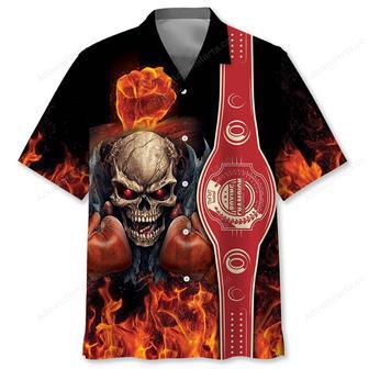 Fire Skull Boxing Hawaiian Shirt | Newhawaiianshirts UK